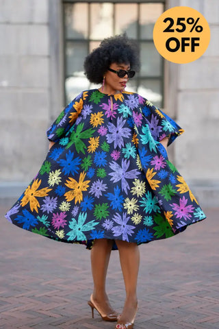 HAMZA BLUE FLORAL DRESS Women’s Dress