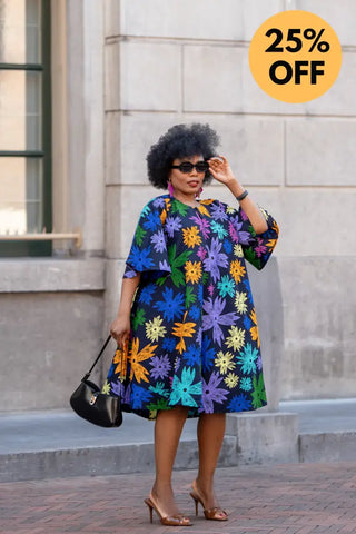 HAMZA BLUE FLORAL DRESS Women’s Dress