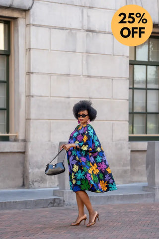 HAMZA BLUE FLORAL DRESS Women’s Dress