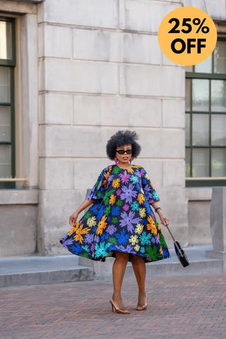 HAMZA BLUE FLORAL DRESS Women’s Dress