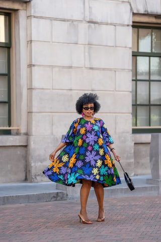 HAMZA BLUE FLORAL DRESS Women’s Dress