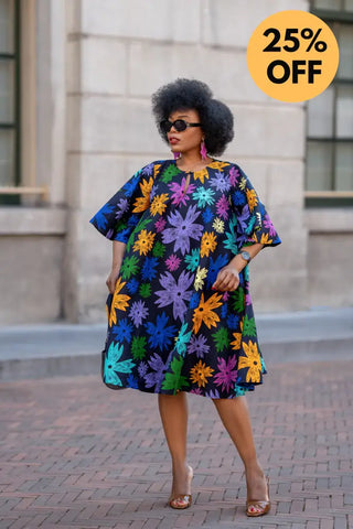 HAMZA BLUE FLORAL DRESS Women’s Dress