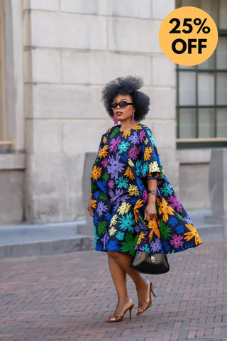 HAMZA BLUE FLORAL DRESS Women’s Dress