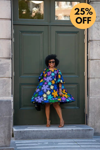 HAMZA BLUE FLORAL DRESS Women’s Dress