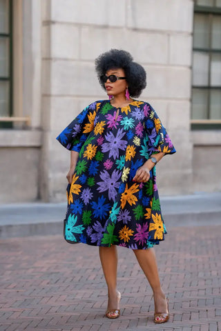 HAMZA BLUE FLORAL DRESS Women’s Dress