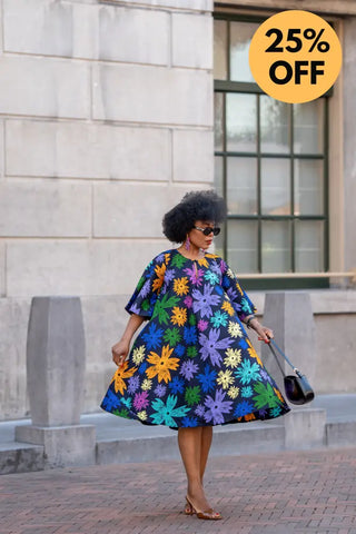 HAMZA BLUE FLORAL DRESS Women’s Dress