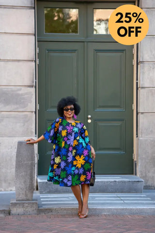 HAMZA BLUE FLORAL DRESS Women’s Dress