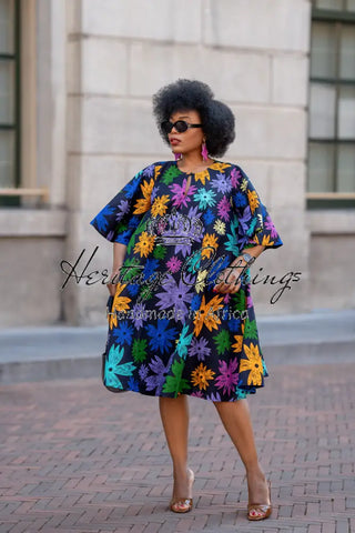 HAMZA BLUE FLORAL DRESS Women’s Dress