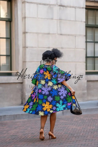 HAMZA BLUE FLORAL DRESS Women’s Dress