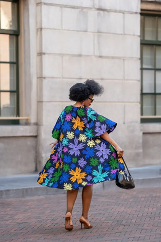 HAMZA BLUE FLORAL DRESS Women’s Dress