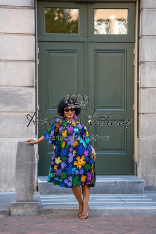HAMZA BLUE FLORAL DRESS Women’s Dress