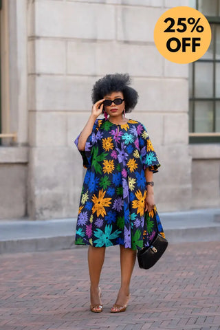 HAMZA BLUE FLORAL DRESS Women’s Dress