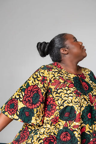 Hamza Green And Red Floral Dress Dresses