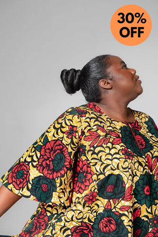 Hamza Green And Red Floral Dress Dresses