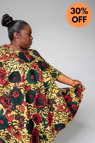 Hamza Green And Red Floral Dress Dresses