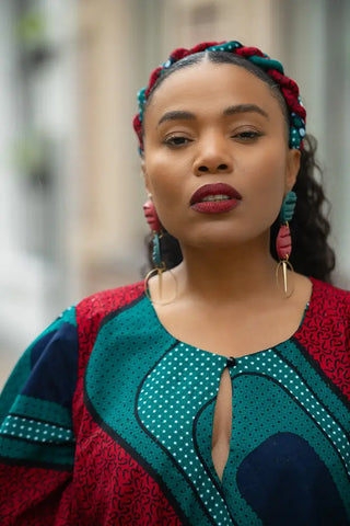 HAMZA RED AND GREEN EARRINGS Earrings