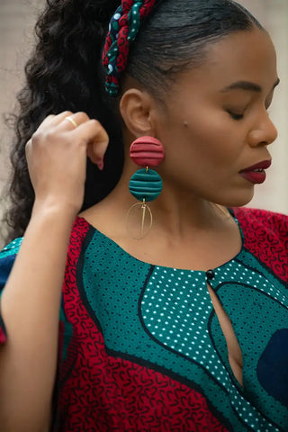 HAMZA RED AND GREEN EARRINGS Earrings