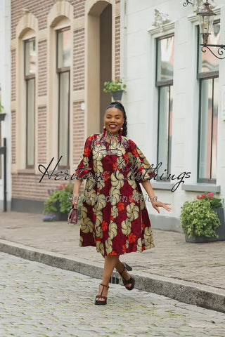 HAMZA RED PRINT DRESS Women’s Dress