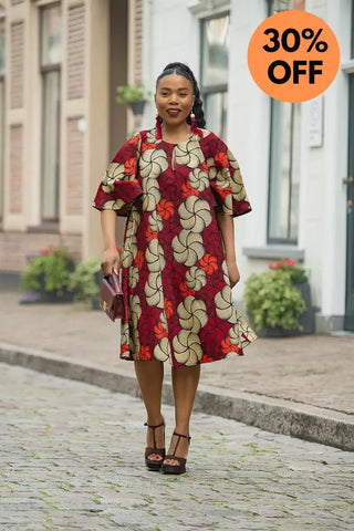 HAMZA RED PRINT DRESS Women’s Dress