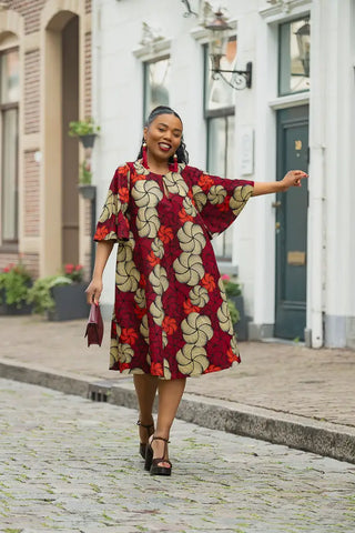 HAMZA RED PRINT DRESS Women’s Dress