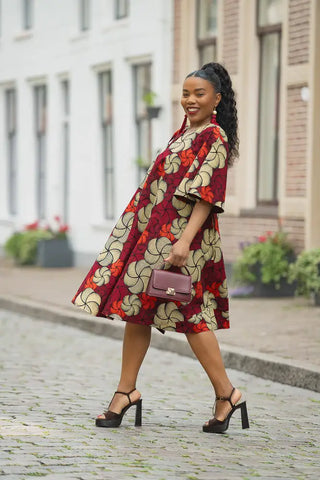 HAMZA RED PRINT DRESS Women’s Dress