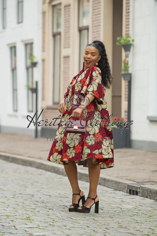 HAMZA RED PRINT DRESS Women’s Dress