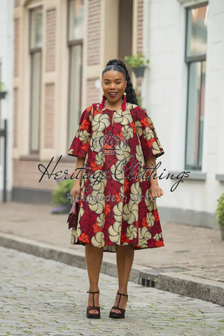 HAMZA RED PRINT DRESS Women’s Dress