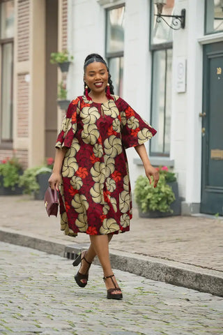 HAMZA RED PRINT DRESS Women’s Dress