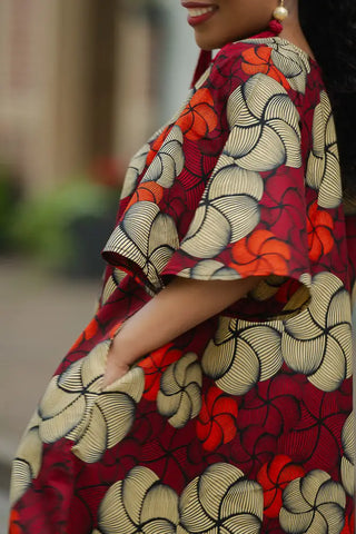 HAMZA RED PRINT DRESS Women’s Dress