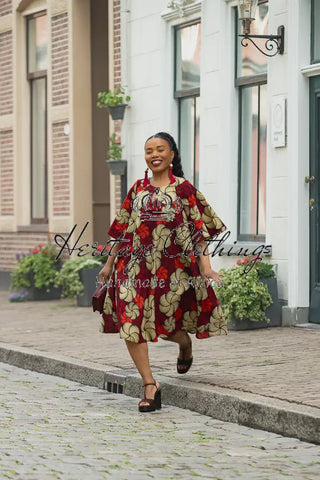 HAMZA RED PRINT DRESS Women’s Dress