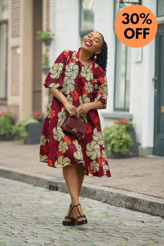 HAMZA RED PRINT DRESS Women’s Dress