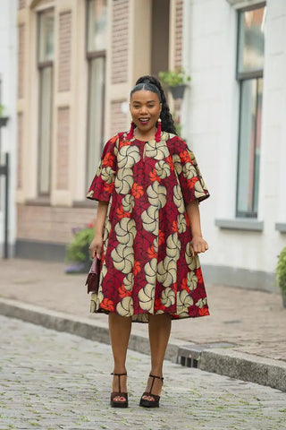 HAMZA RED PRINT DRESS Women’s Dress