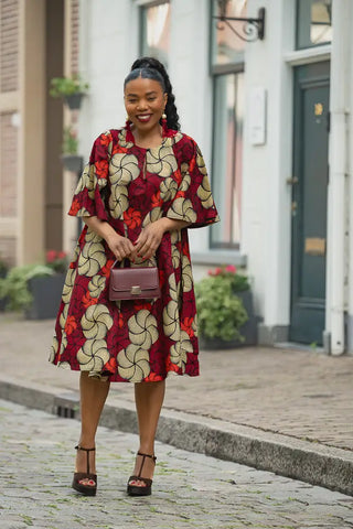 HAMZA RED PRINT DRESS Women’s Dress