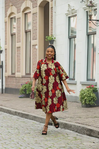 HAMZA RED PRINT DRESS Women’s Dress