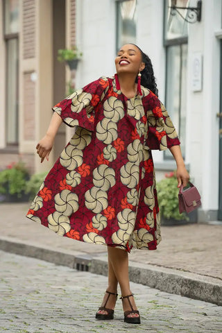 HAMZA RED PRINT DRESS Women’s Dress