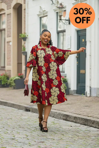 HAMZA RED PRINT DRESS Women’s Dress