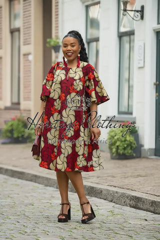 HAMZA RED PRINT DRESS Women’s Dress