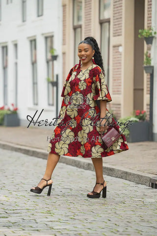 HAMZA RED PRINT DRESS Women’s Dress