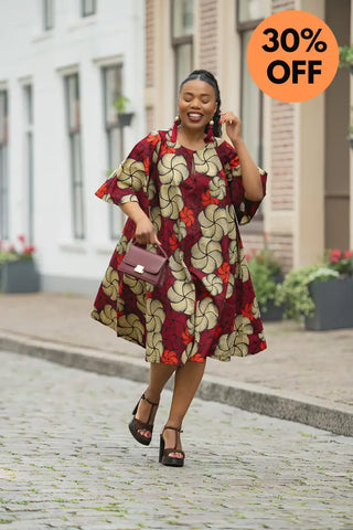 HAMZA RED PRINT DRESS Women’s Dress