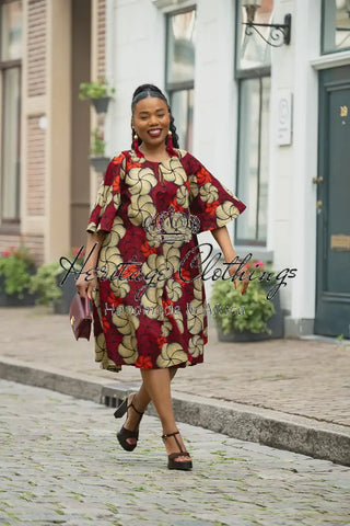 HAMZA RED PRINT DRESS Women’s Dress