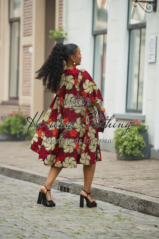 HAMZA RED PRINT DRESS Women’s Dress