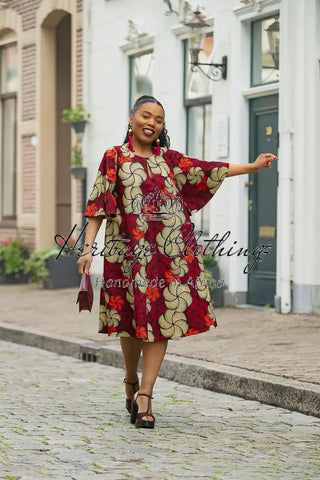 HAMZA RED PRINT DRESS Women’s Dress
