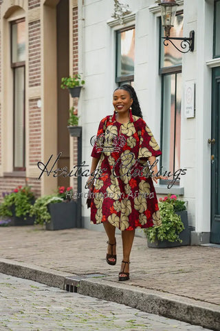 HAMZA RED PRINT DRESS Women’s Dress