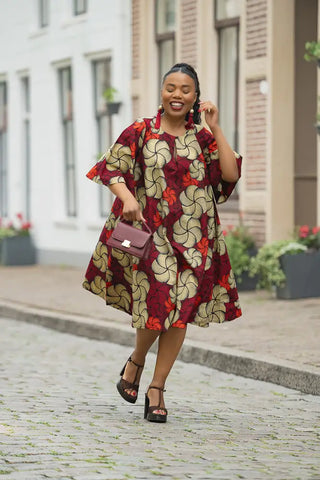 HAMZA RED PRINT DRESS Women’s Dress