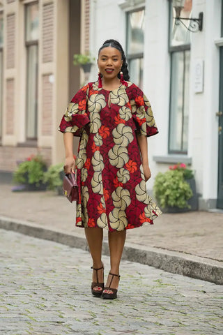 HAMZA RED PRINT DRESS Women’s Dress