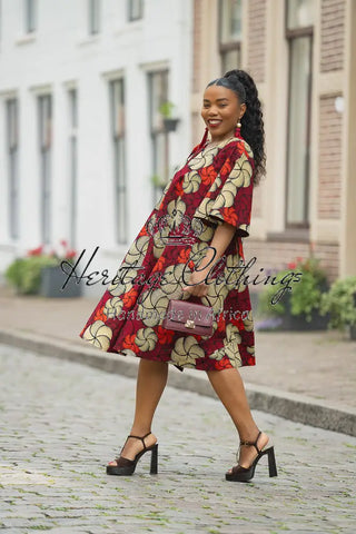 HAMZA RED PRINT DRESS Women’s Dress