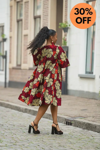 HAMZA RED PRINT DRESS Women’s Dress