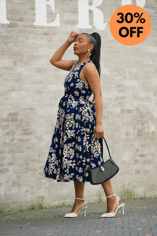 HIBO NAVY FLORAL DRESS Women’s Dress