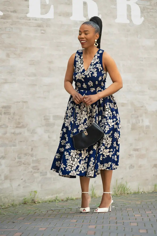 HIBO NAVY FLORAL DRESS Women’s Dress