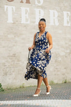 HIBO NAVY FLORAL DRESS Women’s Dress